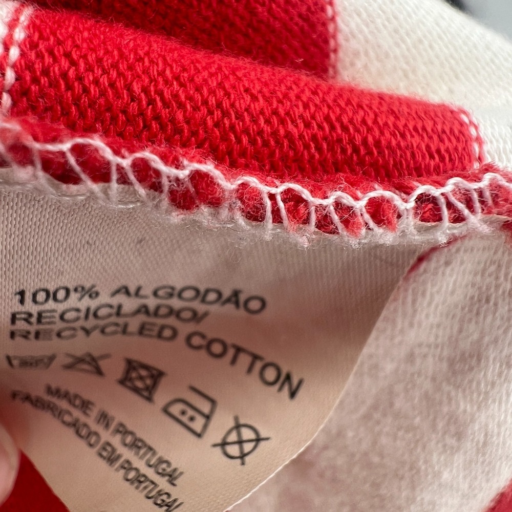 Girls of Dust Top Womens XS Red Striped Pocket T Shirt‎ Tee Natural Cotton - Picture 4 of 7